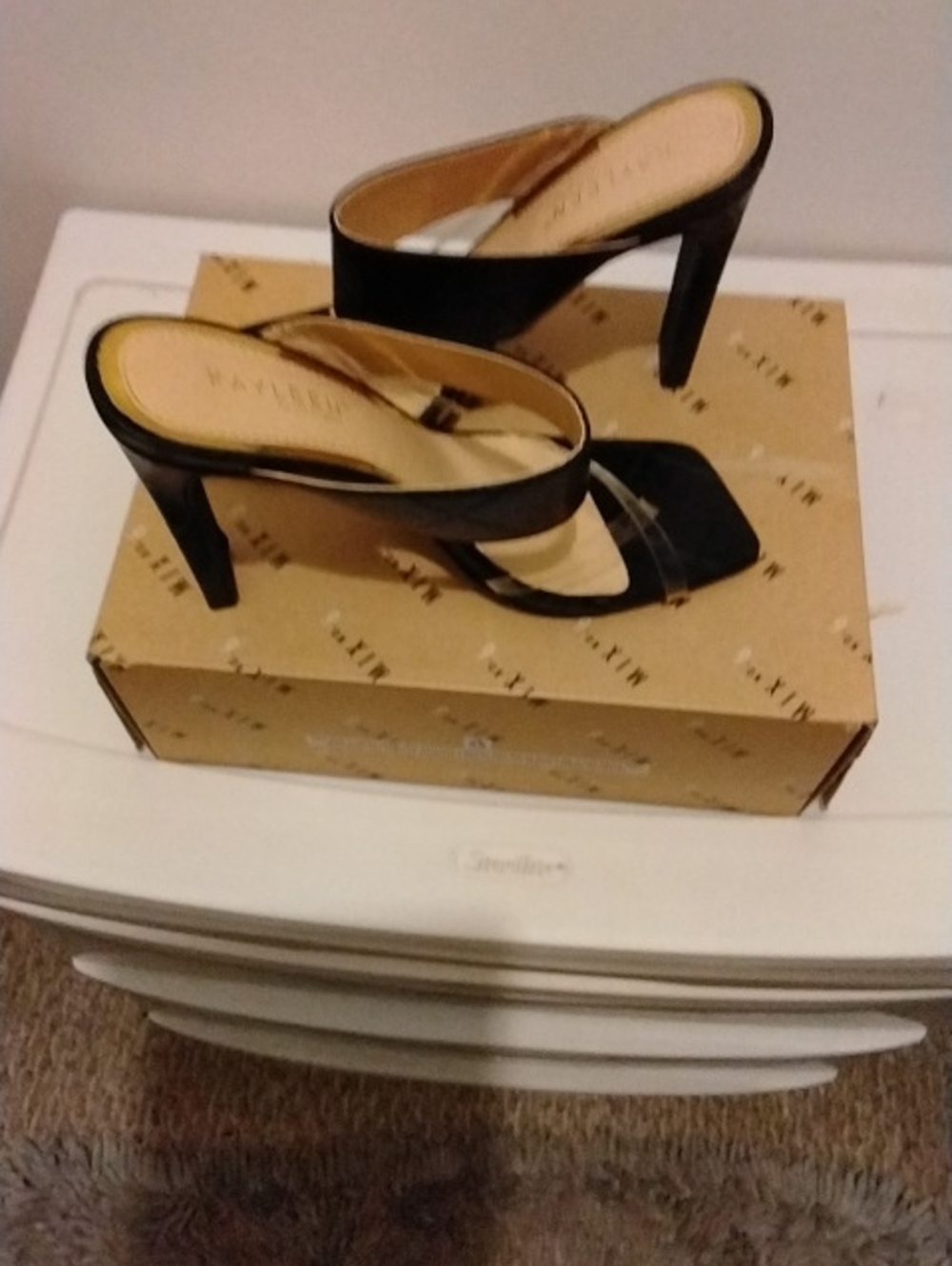 Women's Black Slide Heeled Mules - Elegant Slip-On Sandals